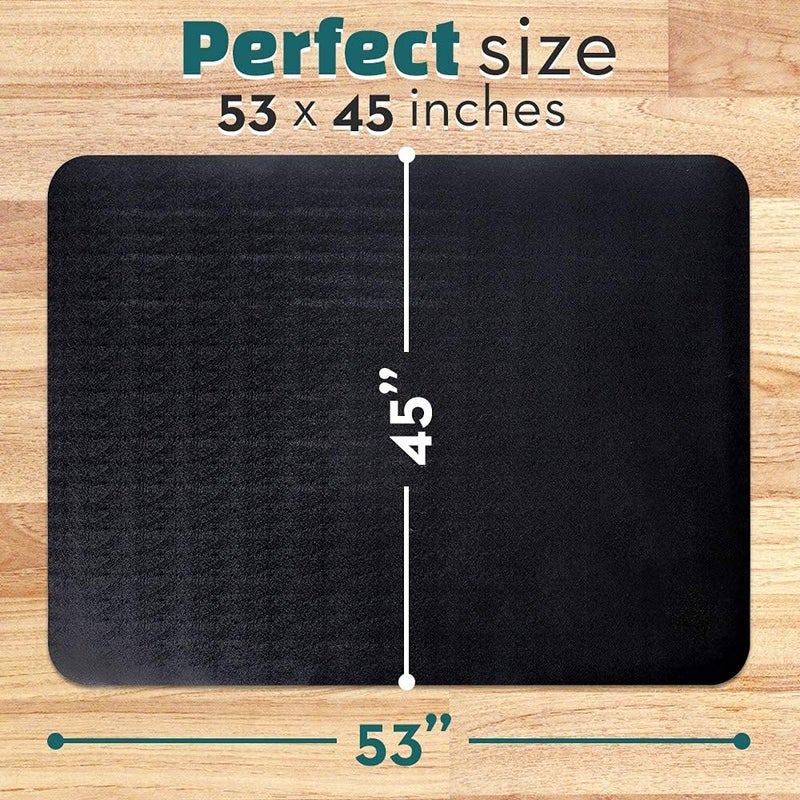 Lemostaar Office Chair Mat for Hardwood Floor: 53"x45" Large Black Rolling Chair Mat for Hard Wood and Tile Floor, Anti-Slip Heavy Duty Floor Protector Mat Under Computer Desk, Easy Glide Chair Mats for Home - Image 2